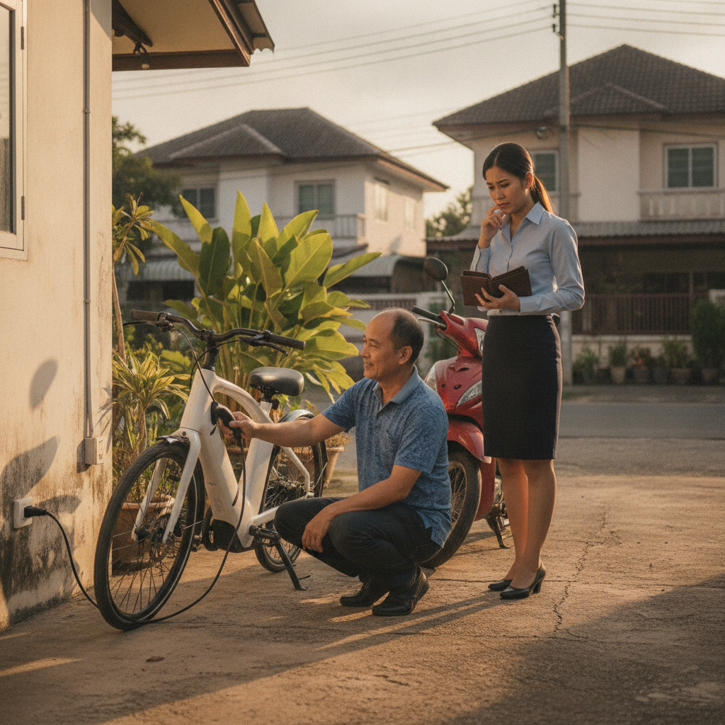 คำนวณค่าไฟจักรยานไฟฟ้า 100 กม. กี่บาท? เทียบค่าน้ำมันชัดเจน - ebike-electricity-cost-saving-calculation